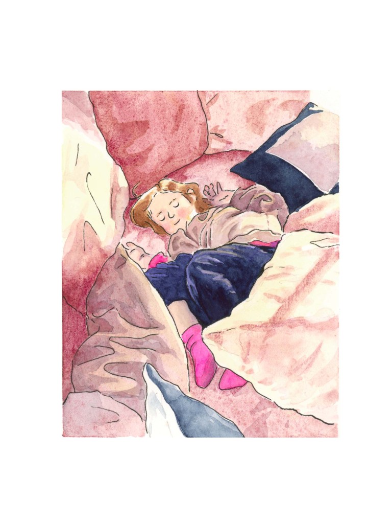 Entre les coussins - Aquarelle sur papier - Camille Severy